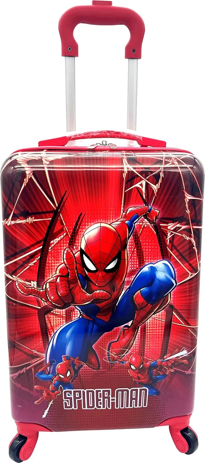 Fast Forward Kids Licensed Hard-Side 20” Spinner Luggage Lightweight Carry-On Suitcase (Spiderman - 2)