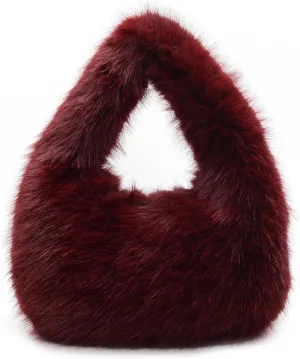 Faux Fur Fluffy Bag Furry Handbag Purse Fuzzy Tote Bag,Trendy Cute Plush Purse for Autumn and Winter