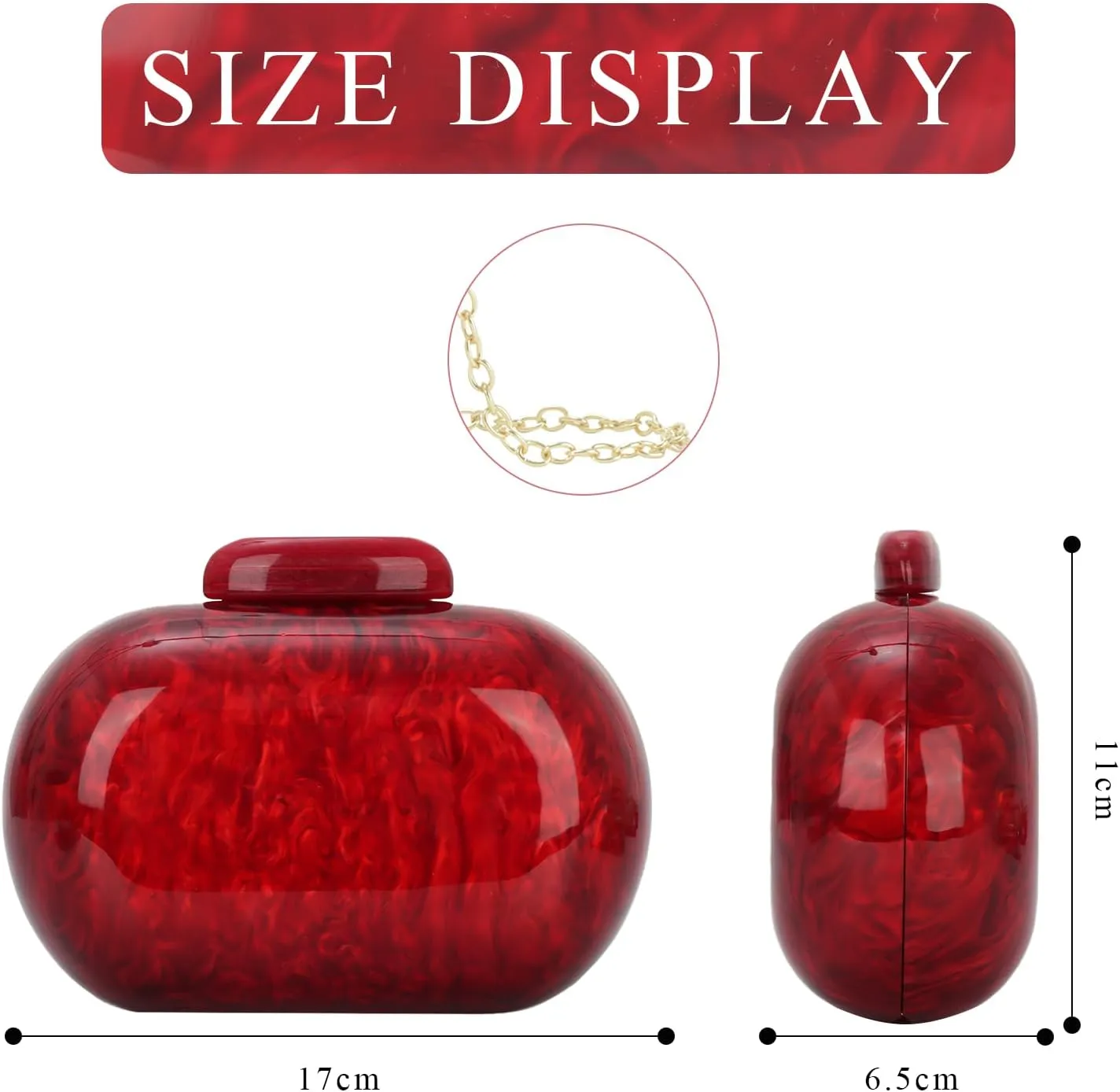 Fecialy Acrylic Clutch Purse for Women Marble Handbags Shell Shape Crossbody Bag Chic Evening Bag for Wedding Party