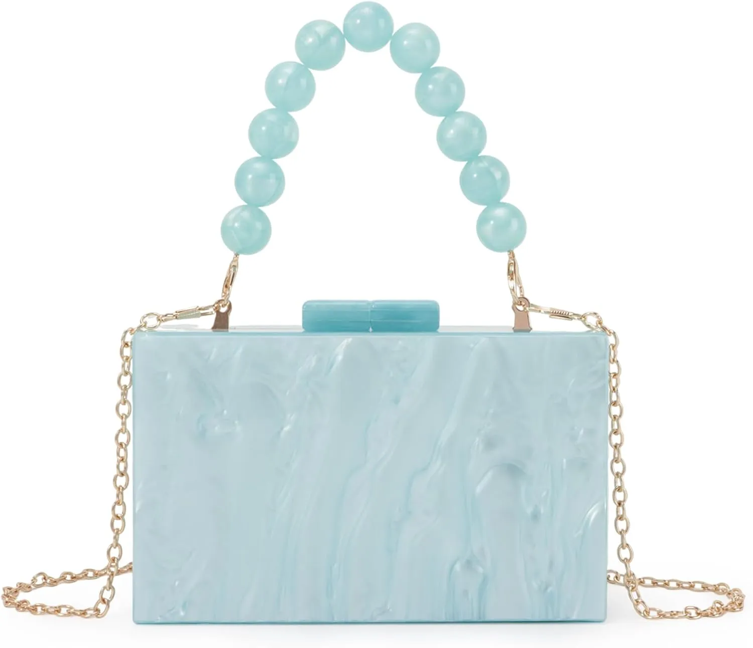Fecialy Women Acrylic Clutch Purse Beads Evening Handbag Marble Clutch Formal Party Bridal Wedding Crossbody Bag