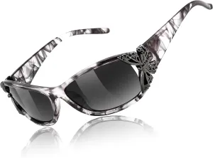 FEISEDY Trendy Polarized Y2K Sunglasses Wrap Around Butterfly Design Fashion Sunnies UV400 Protection B0078