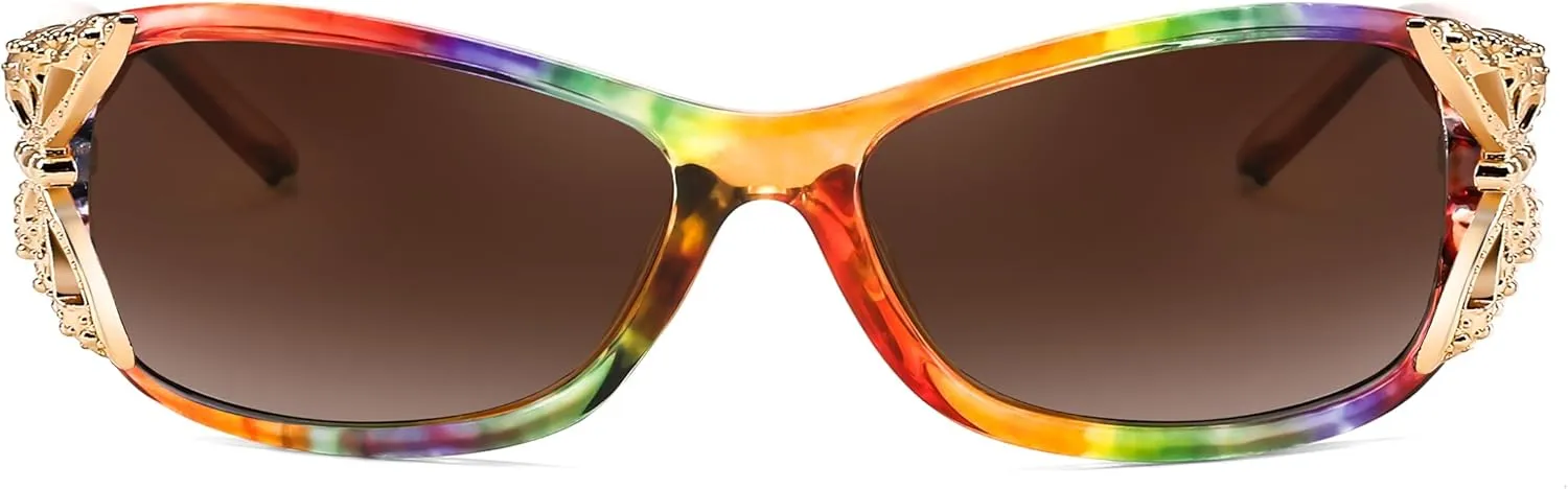 FEISEDY Trendy Polarized Y2K Sunglasses Wrap Around Butterfly Design Fashion Sunnies UV400 Protection B0078