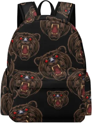 Fiercely Bear Head Fashion Laptop Backpack Purse Travel Backpack Casual Shoulder Bag for Work Shopping Camping