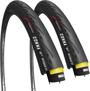 Fincci 700 x 25c Tire Foldable 25-622 60 TPI with LVL3 Nylon Protection for Cycle Race Road Touring Bicycle Bike