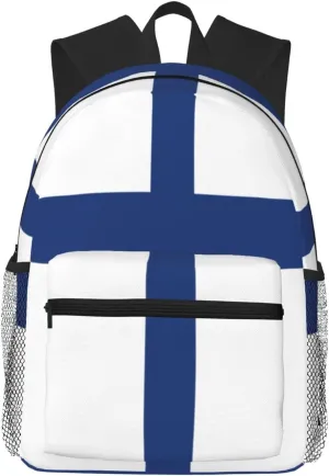 Finnish flag College Backpack For Women Men,Lightweight Travel Bag Backpack With Pockets for Women Men