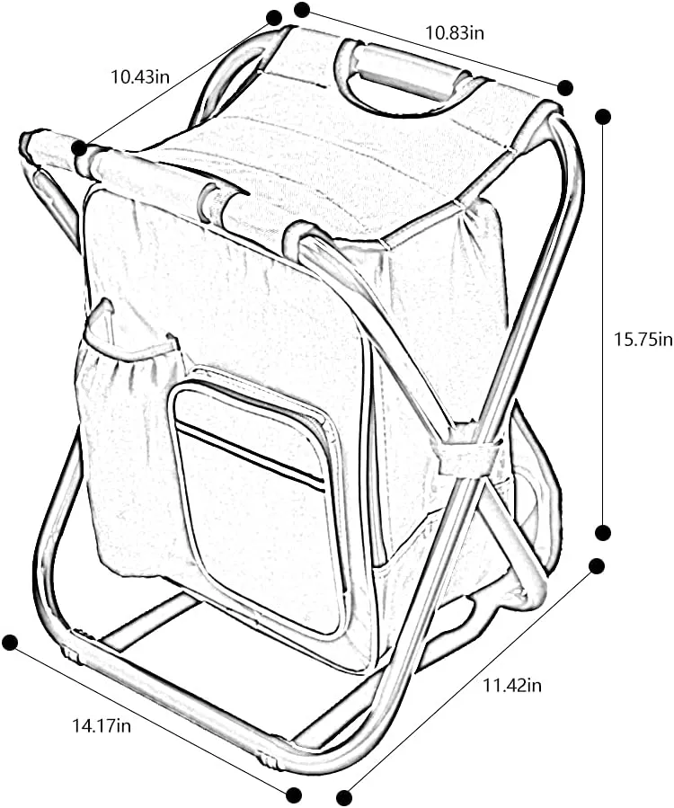 Fishing Chair with Bags, Foldable Camping Chair with Cooler Bag Waterproof Fishing Stool Collapsible Camping Hunting Fishing Chair Storage Bag with Belt for Outdoor (Camouflage)