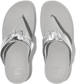 FitFlop Women's Lulu Padded-Knot Metallic-Leather Toe-Post Sandals Wedge