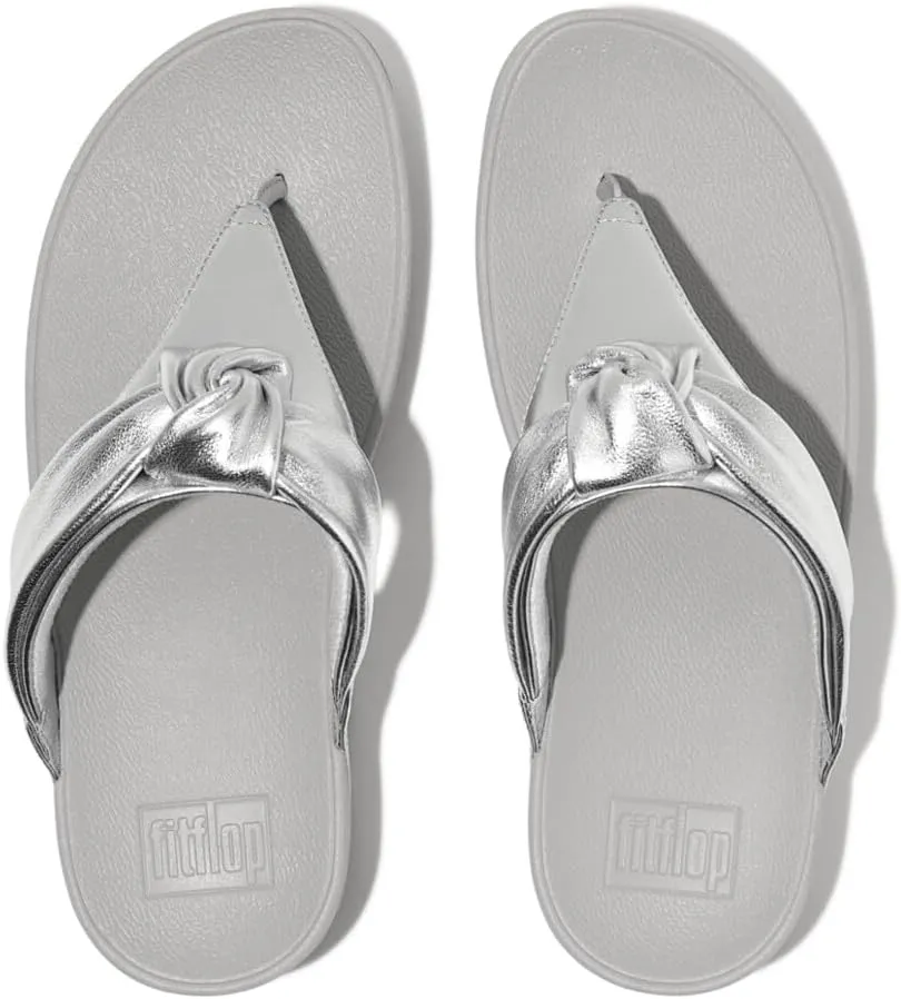 FitFlop Women's Lulu Padded-Knot Metallic-Leather Toe-Post Sandals Wedge