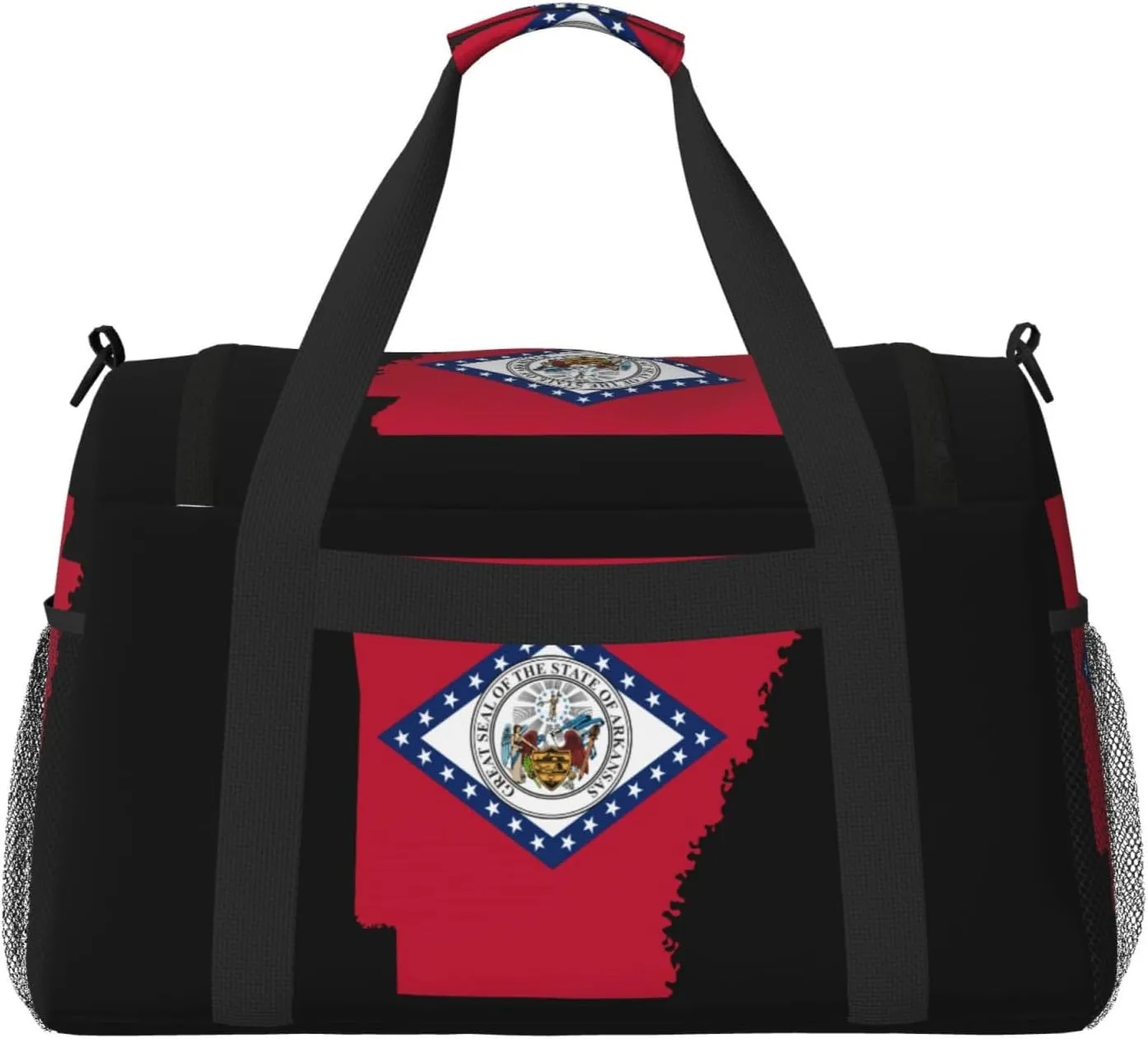 Flag Map Of Arkansas Travel Duffel Bag Large Foldable Waterproof Overnight Bag For Beach Swim Bags Pool Sports Gym