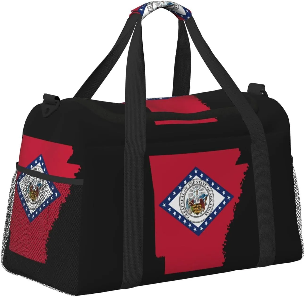 Flag Map Of Arkansas Travel Duffel Bag Large Foldable Waterproof Overnight Bag For Beach Swim Bags Pool Sports Gym