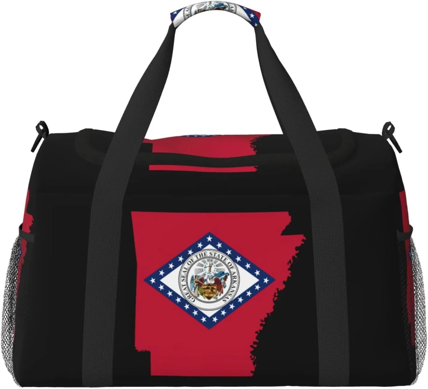 Flag Map Of Arkansas Travel Duffel Bag Large Foldable Waterproof Overnight Bag For Beach Swim Bags Pool Sports Gym