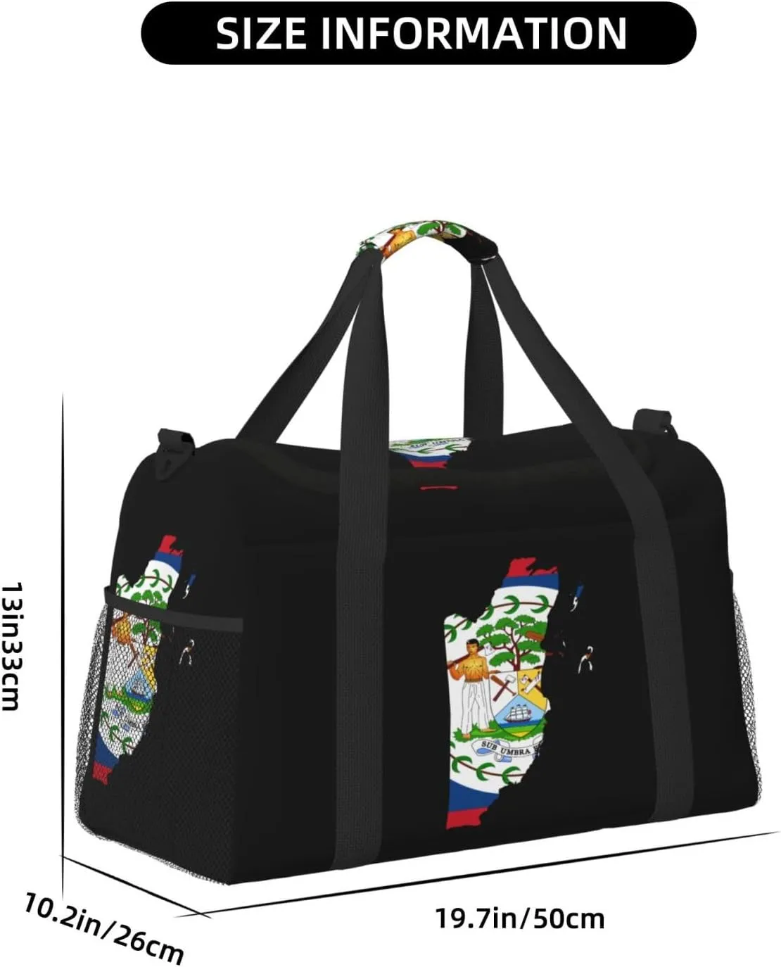 Flag Map Of Belize Travel Duffel Bag Large Foldable Waterproof Overnight Bag For Beach Swim Bags Pool Sports Gym