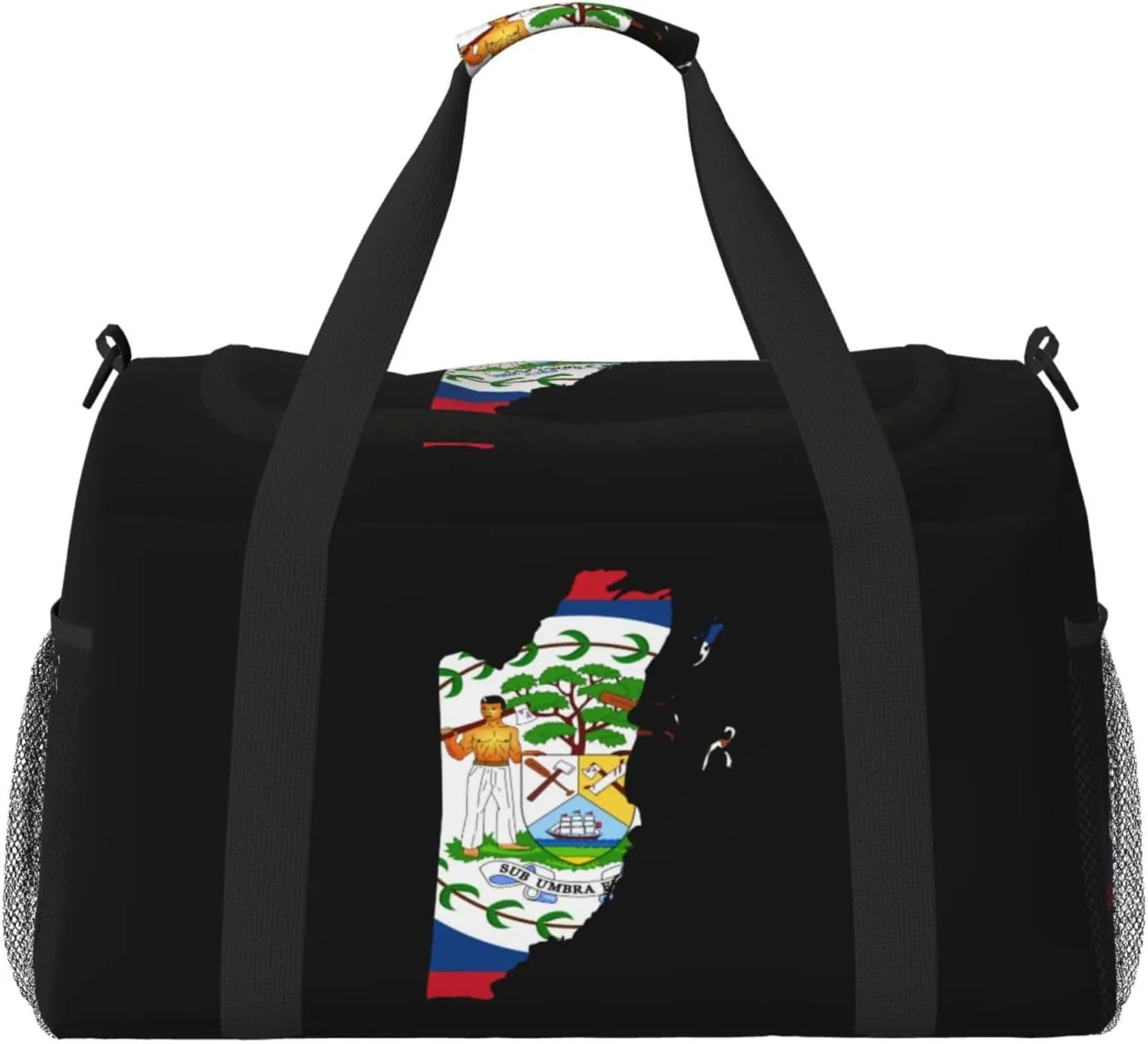 Flag Map Of Belize Travel Duffel Bag Large Foldable Waterproof Overnight Bag For Beach Swim Bags Pool Sports Gym