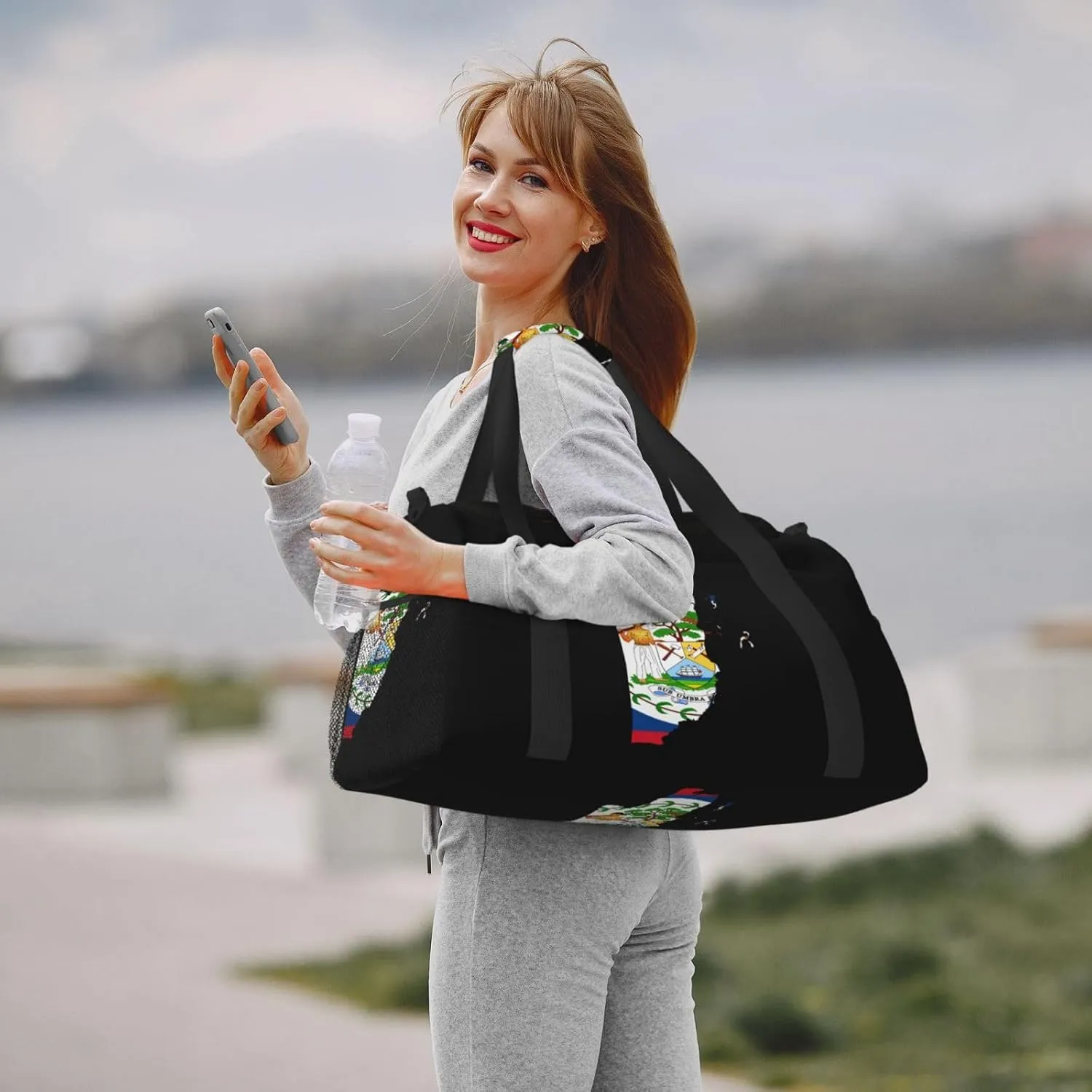 Flag Map Of Belize Travel Duffel Bag Large Foldable Waterproof Overnight Bag For Beach Swim Bags Pool Sports Gym