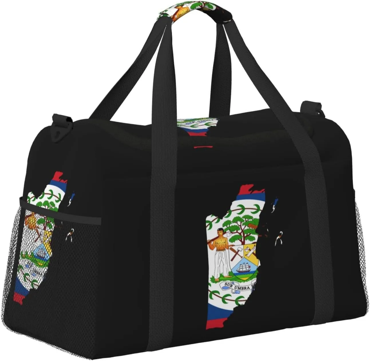 Flag Map Of Belize Travel Duffel Bag Large Foldable Waterproof Overnight Bag For Beach Swim Bags Pool Sports Gym