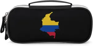 Flag Map of Colombia Portable Pencil Pen Case Small Cosmetic Bag Womens Makeup Pouch Pencil Bags