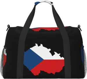 Flag Map Of Czech Travel Duffel Bag Large Foldable Waterproof Overnight Bag For Beach Swim Bags Pool Sports Gym