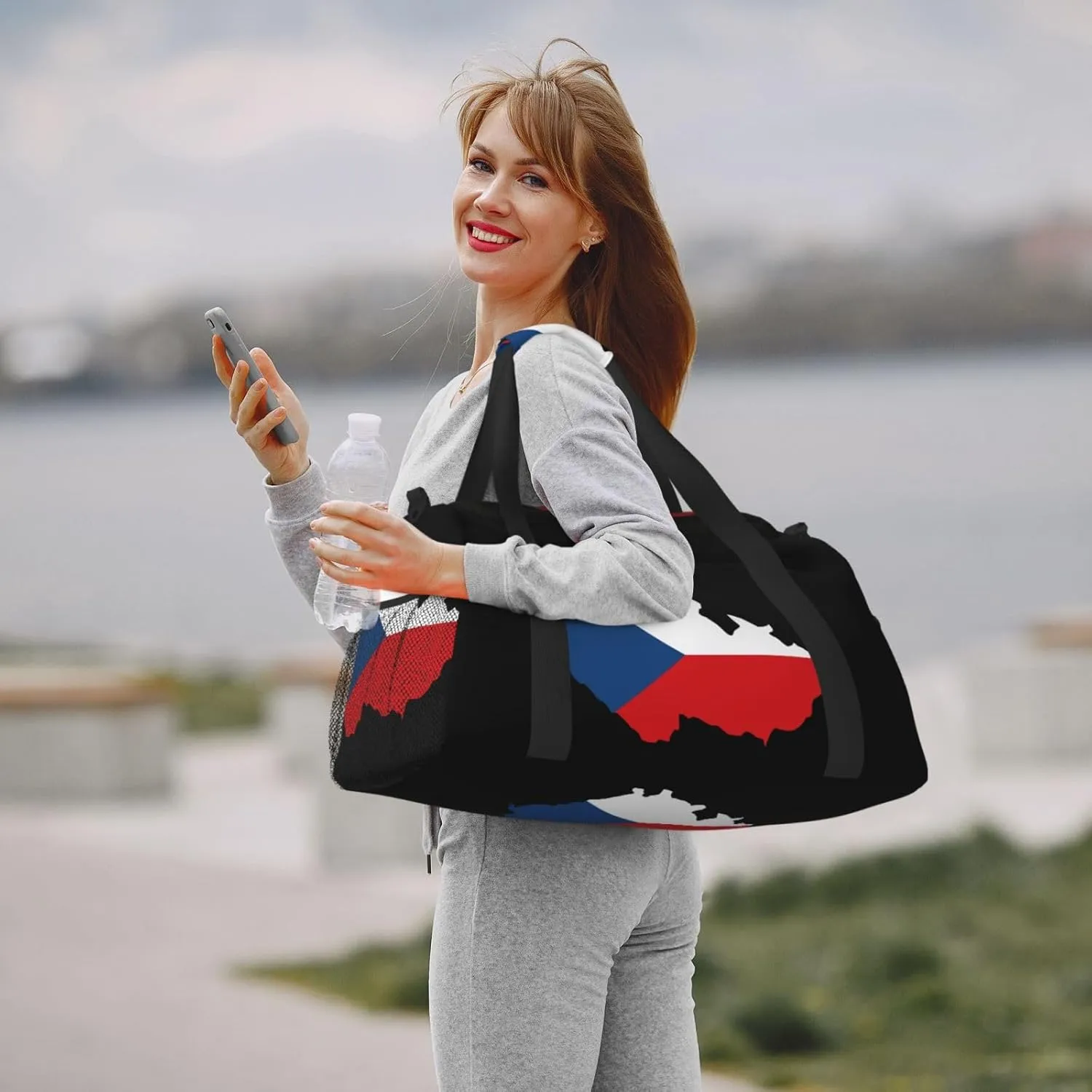 Flag Map Of Czech Travel Duffel Bag Large Foldable Waterproof Overnight Bag For Beach Swim Bags Pool Sports Gym