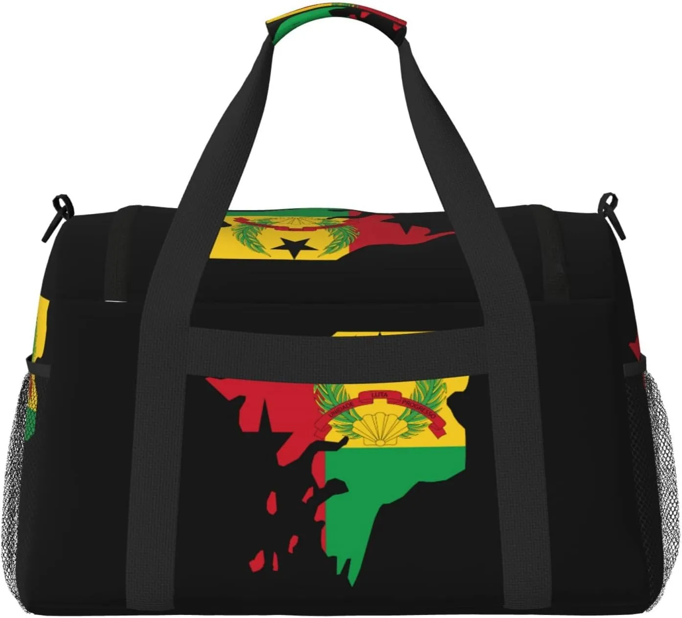 Flag Map Of Guinea Bissau Travel Duffel Bag Large Foldable Waterproof Overnight Bag For Beach Swim Bags Pool Sports Gym