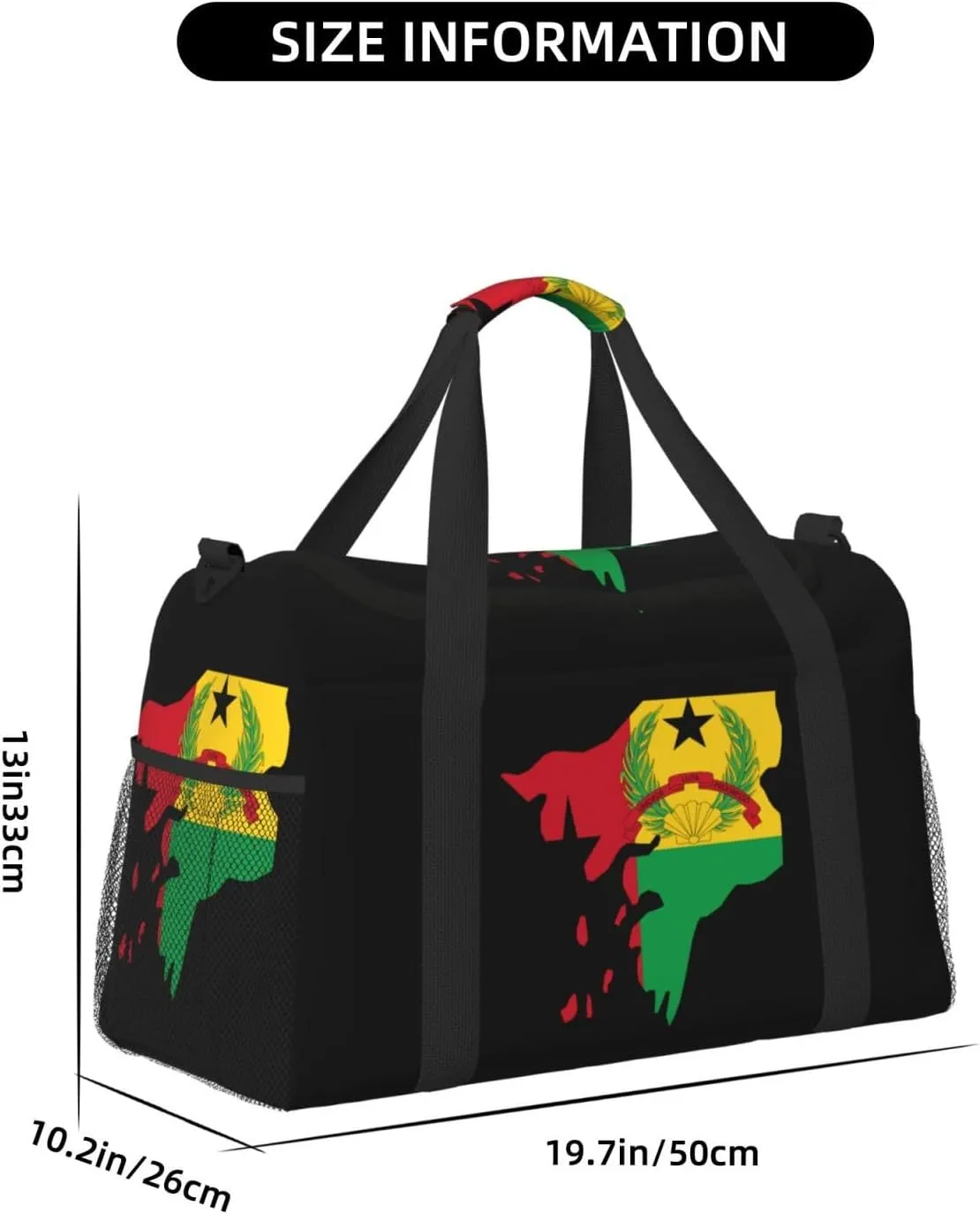 Flag Map Of Guinea Bissau Travel Duffel Bag Large Foldable Waterproof Overnight Bag For Beach Swim Bags Pool Sports Gym