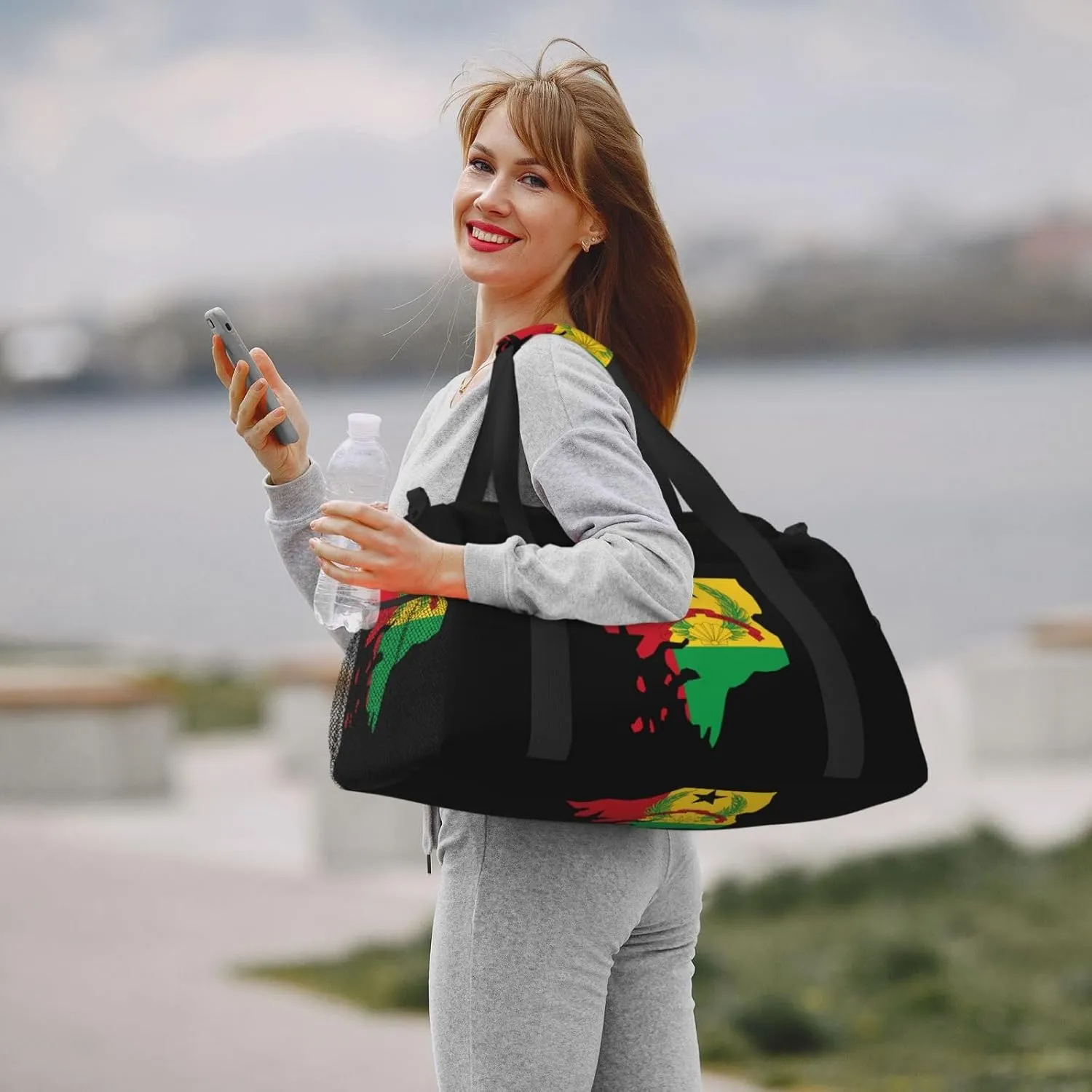 Flag Map Of Guinea Bissau Travel Duffel Bag Large Foldable Waterproof Overnight Bag For Beach Swim Bags Pool Sports Gym