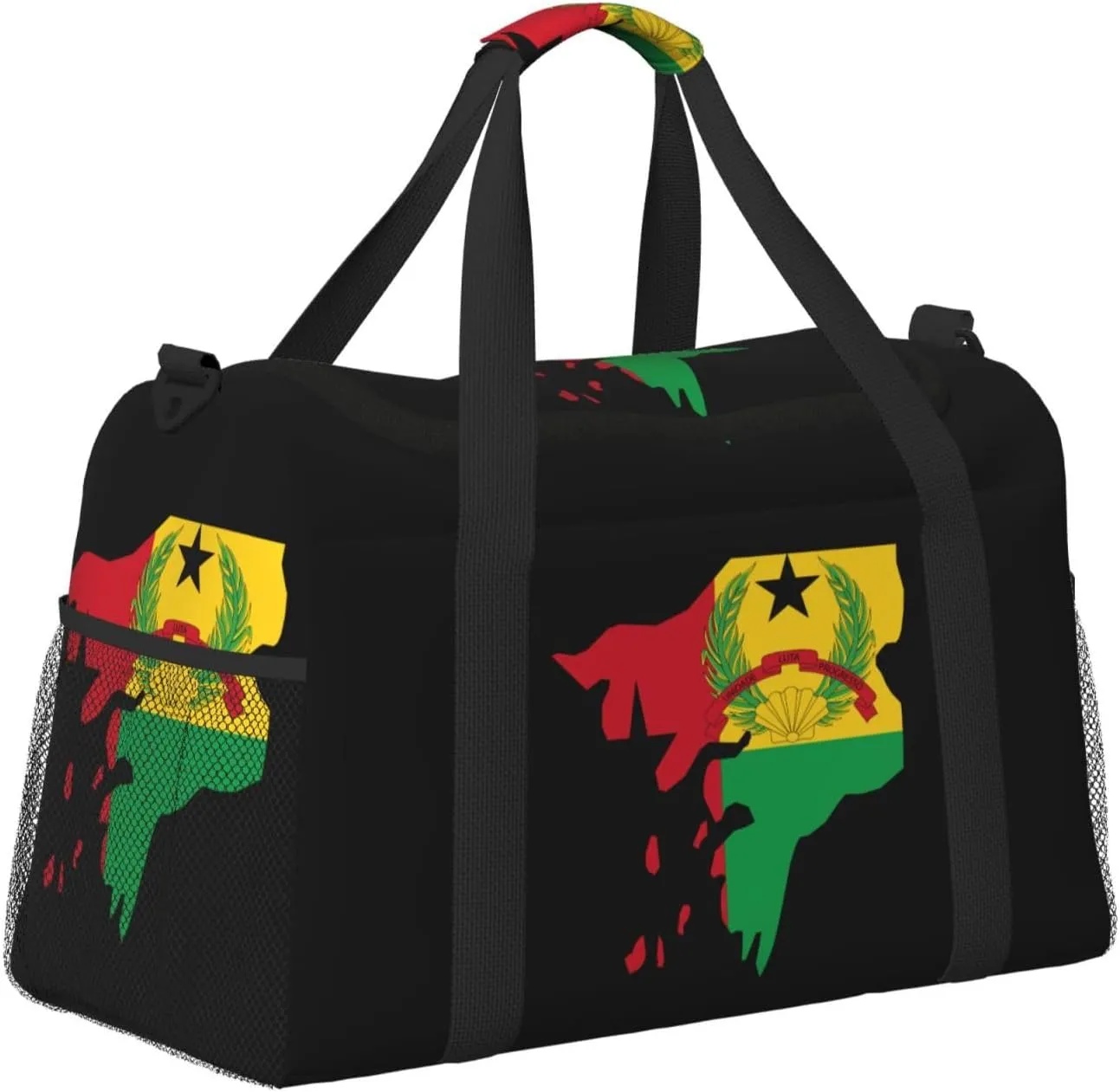 Flag Map Of Guinea Bissau Travel Duffel Bag Large Foldable Waterproof Overnight Bag For Beach Swim Bags Pool Sports Gym