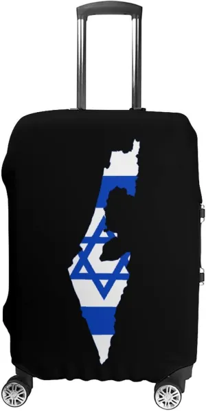 Flag Map of Israel Travel Luggage Case Cover Funny Baggage Protector Washable Suitcase Cover Fits 19-32 Inch