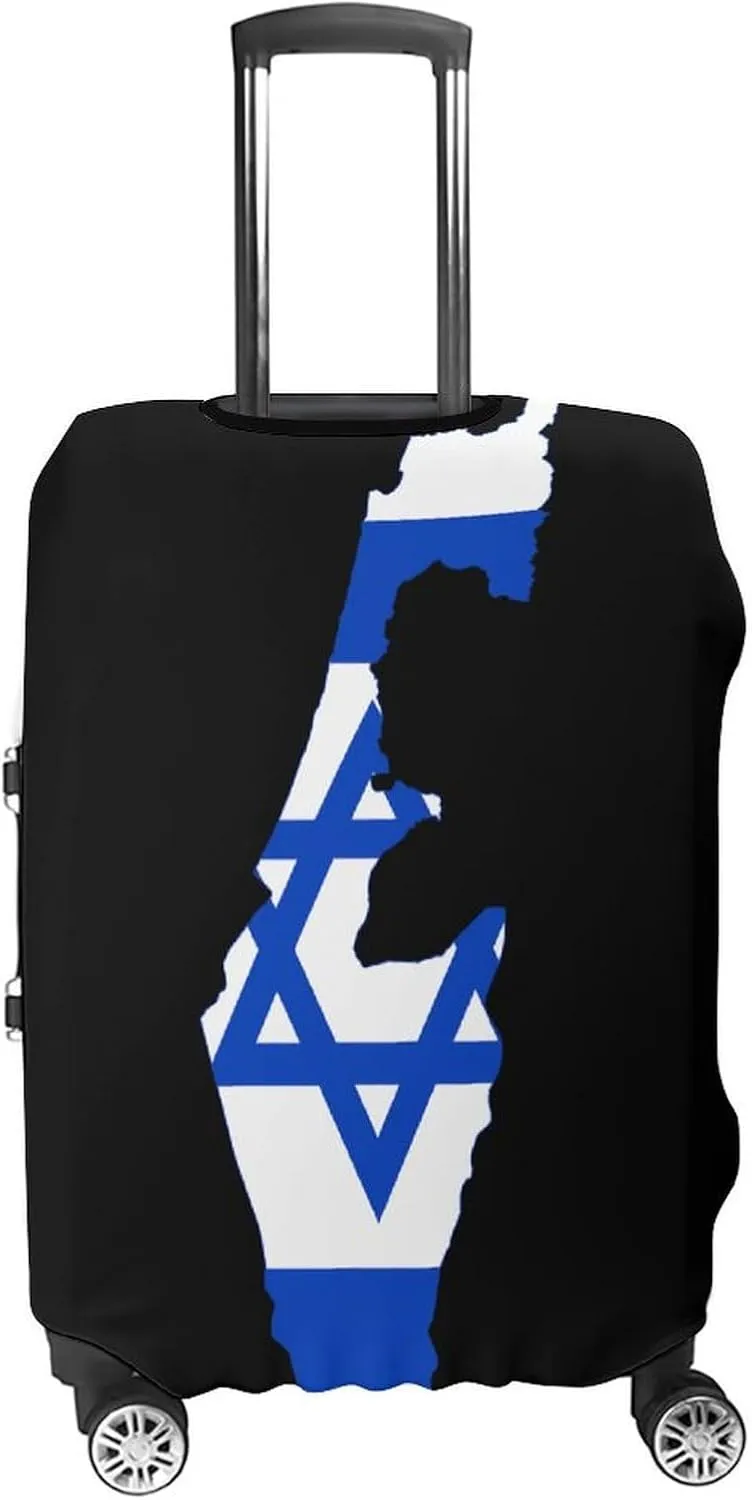 Flag Map of Israel Travel Luggage Case Cover Funny Baggage Protector Washable Suitcase Cover Fits 19-32 Inch