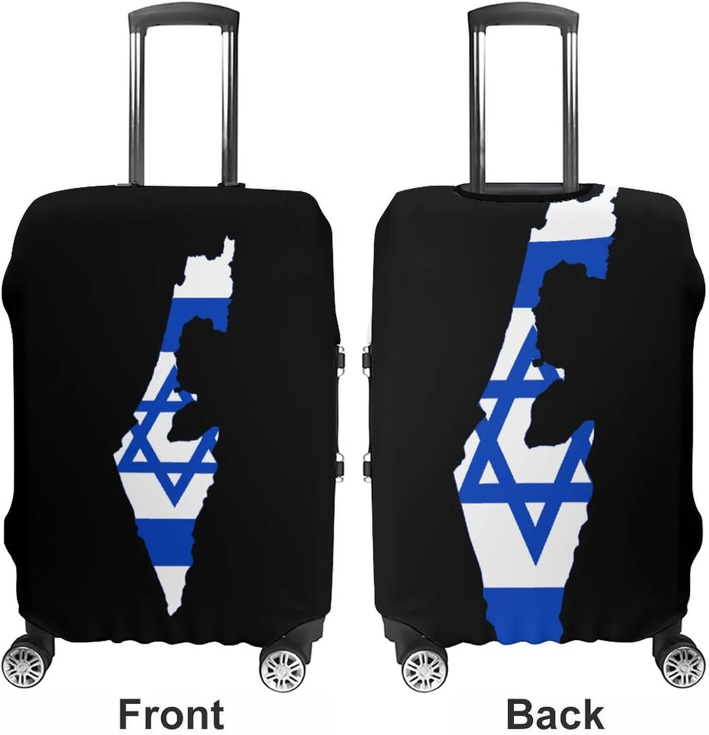 Flag Map of Israel Travel Luggage Case Cover Funny Baggage Protector Washable Suitcase Cover Fits 19-32 Inch