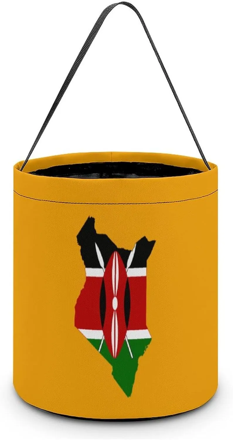 Flag Map of Kenya Halloween Easter Trick Or Treat Bags for Candy Funny Candy Bucket Tote Bag Reusable Gift Bags