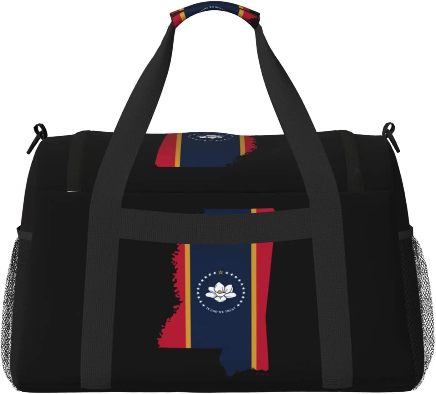 Flag Map Of Mississippi Travel Duffel Bag Large Foldable Waterproof Overnight Bag For Beach Swim Bags Pool Sports Gym
