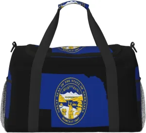 Flag Map Of Nebraska Travel Duffel Bag Large Foldable Waterproof Overnight Bag For Beach Swim Bags Pool Sports Gym