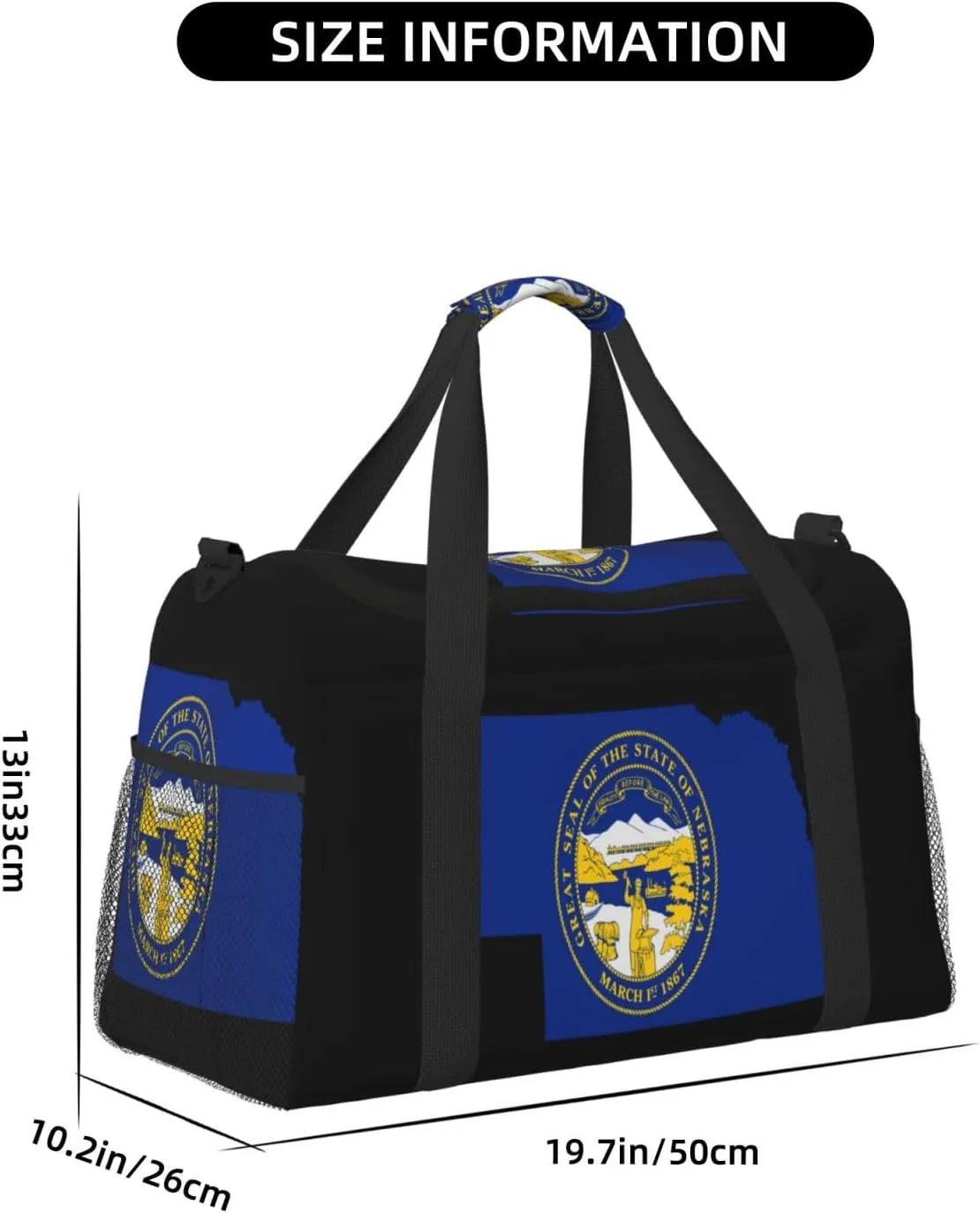 Flag Map Of Nebraska Travel Duffel Bag Large Foldable Waterproof Overnight Bag For Beach Swim Bags Pool Sports Gym