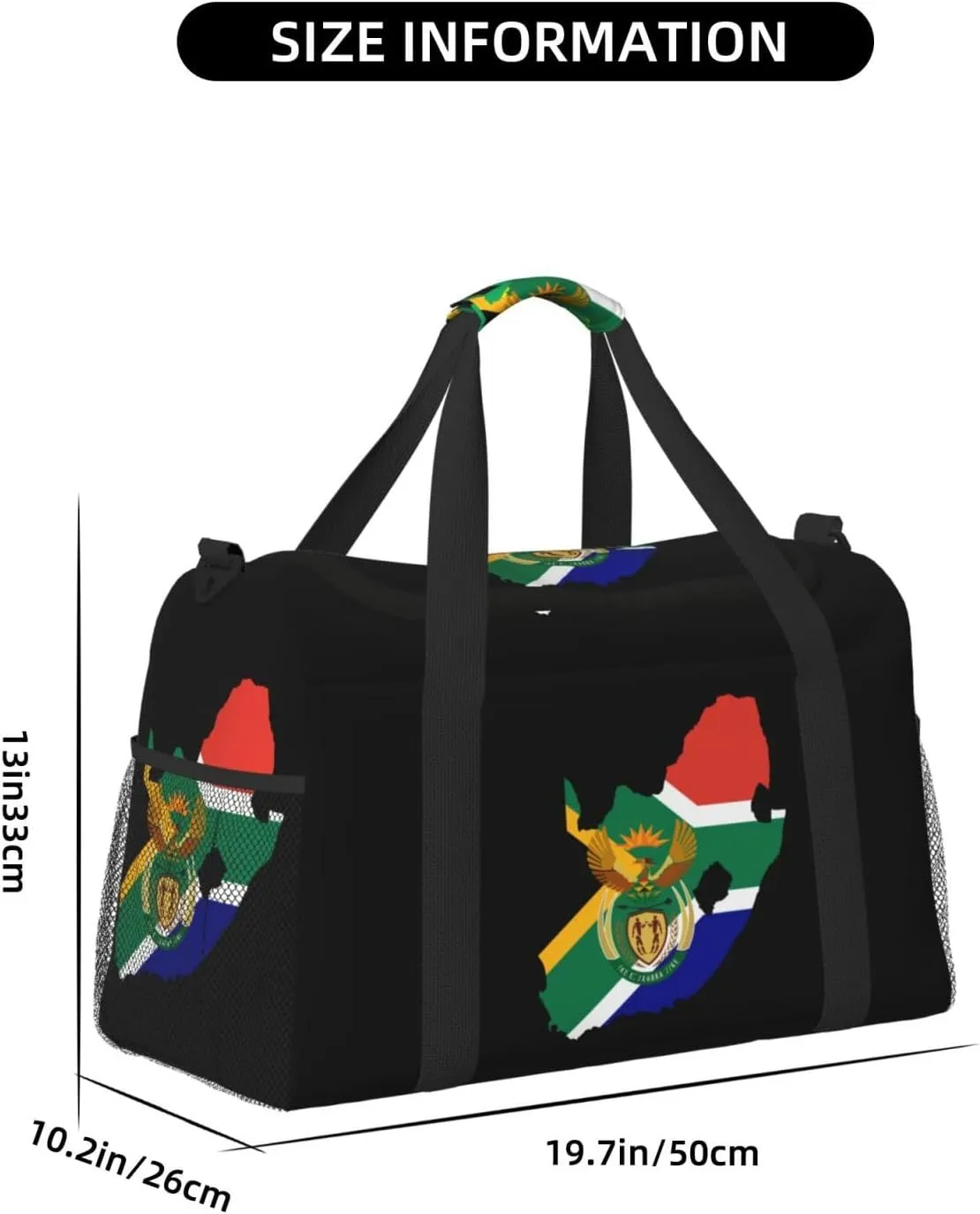Flag Map Of South Africa Travel Duffel Bag Large Foldable Waterproof Overnight Bag For Beach Swim Bags Pool Sports Gym