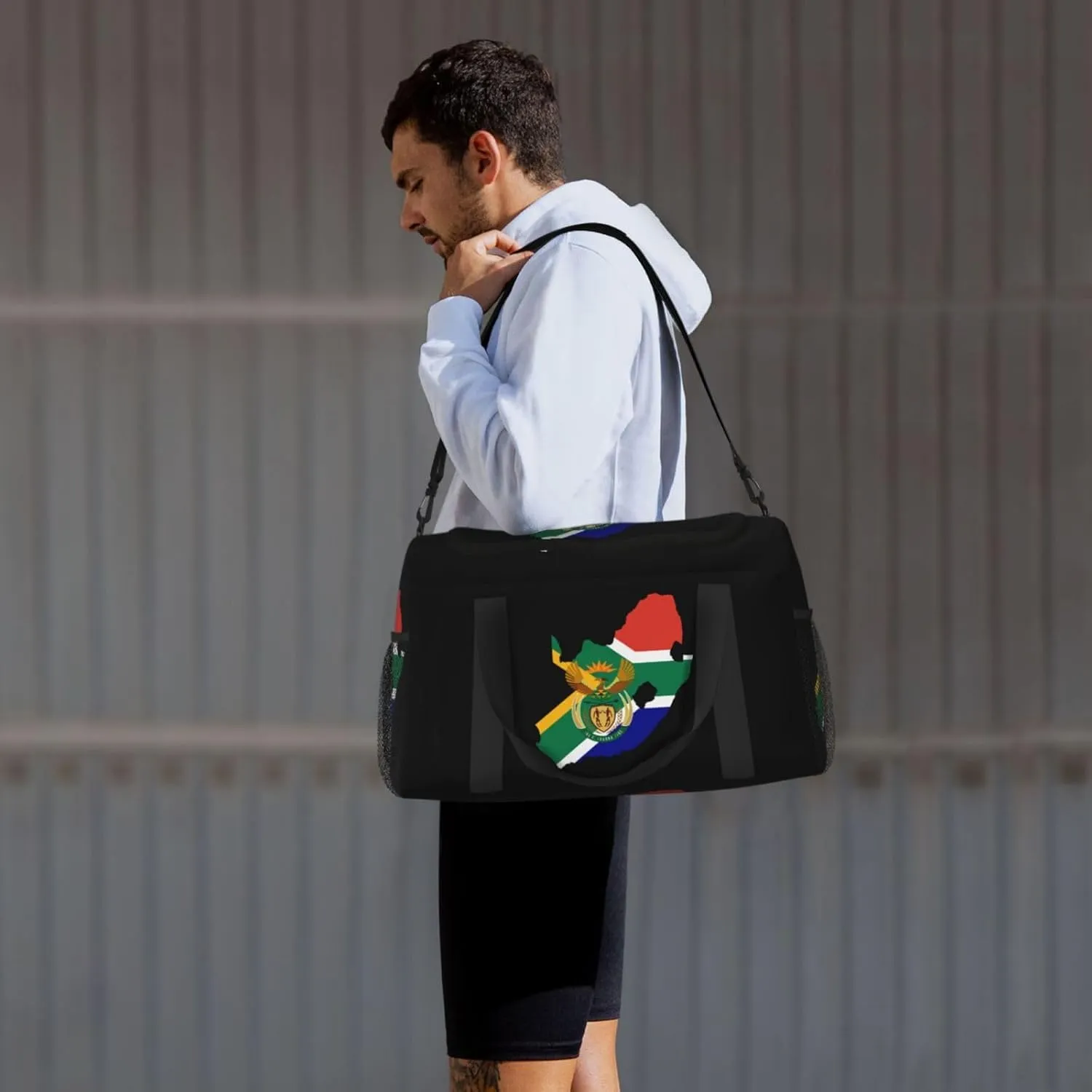 Flag Map Of South Africa Travel Duffel Bag Large Foldable Waterproof Overnight Bag For Beach Swim Bags Pool Sports Gym