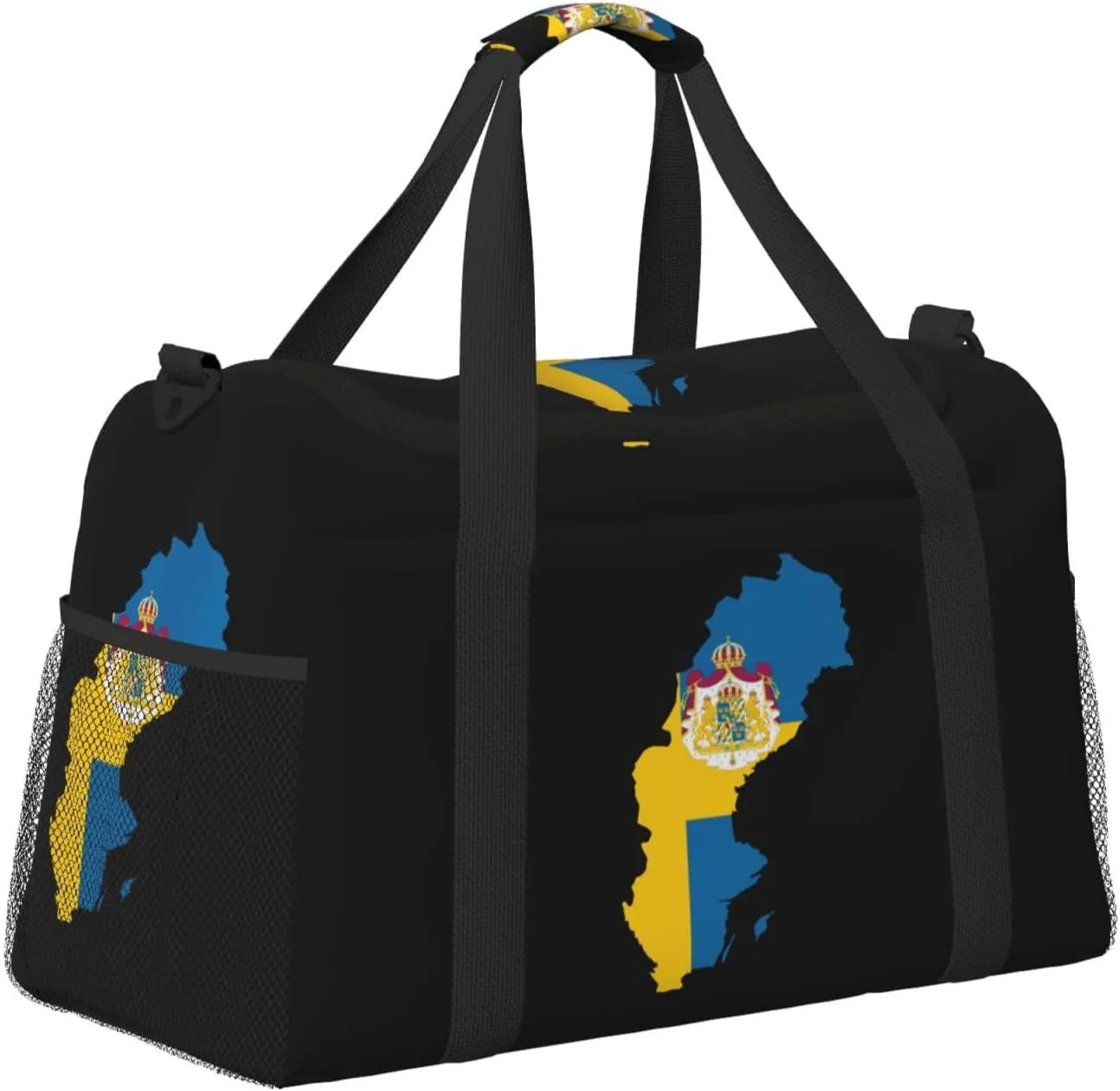 Flag Map Of Sweden Travel Duffel Bag Large Foldable Waterproof Overnight Bag For Beach Swim Bags Pool Sports Gym