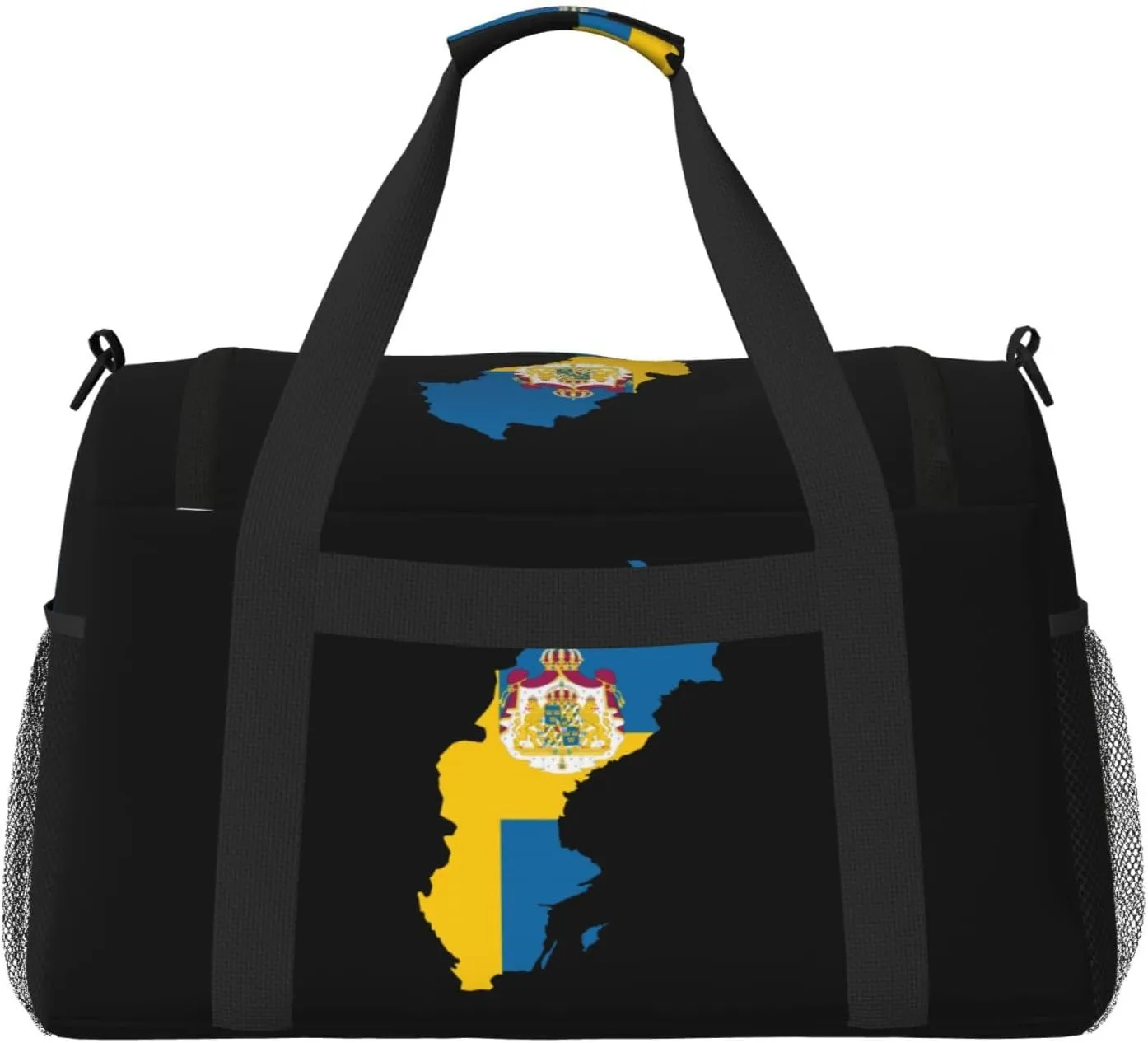 Flag Map Of Sweden Travel Duffel Bag Large Foldable Waterproof Overnight Bag For Beach Swim Bags Pool Sports Gym