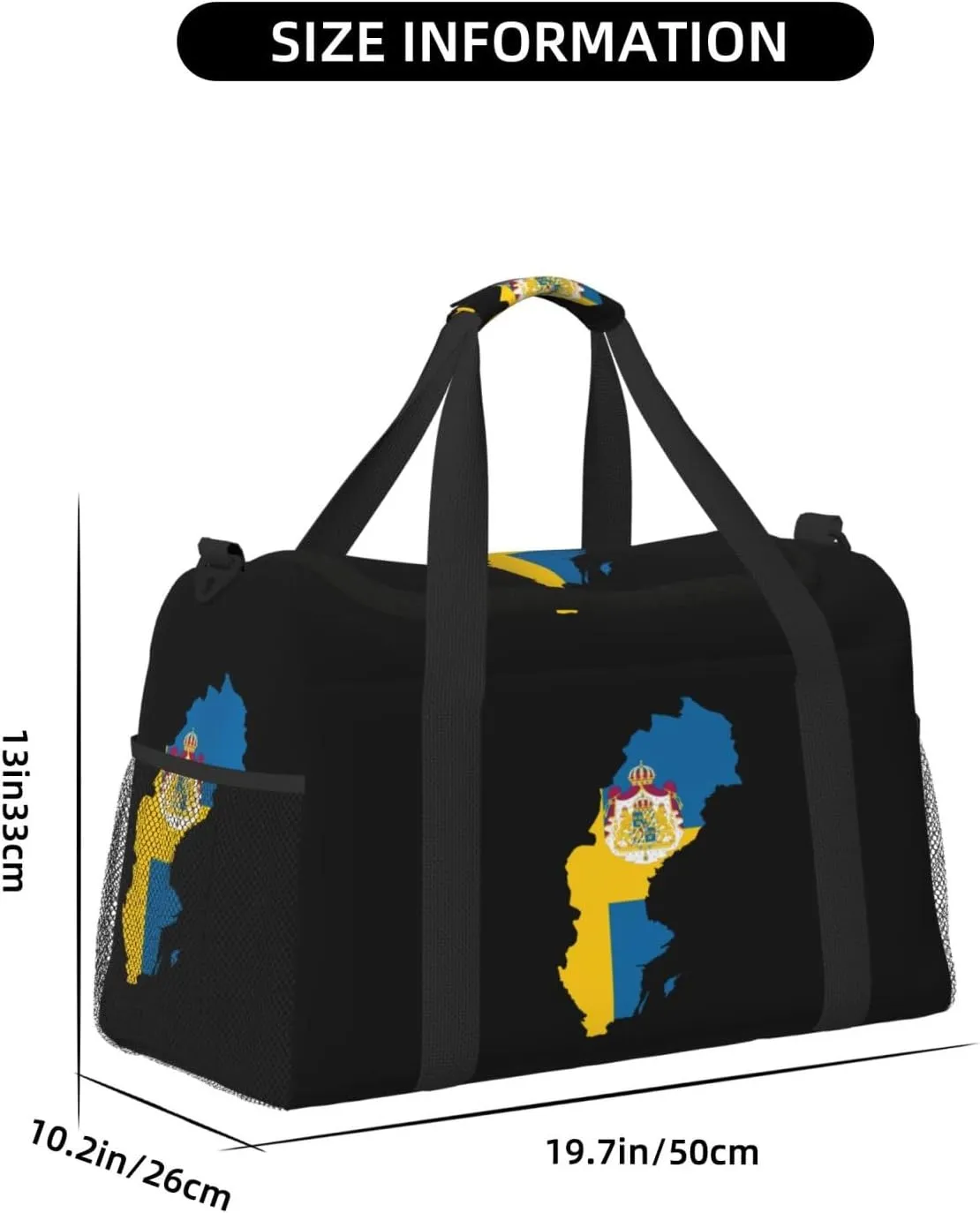 Flag Map Of Sweden Travel Duffel Bag Large Foldable Waterproof Overnight Bag For Beach Swim Bags Pool Sports Gym