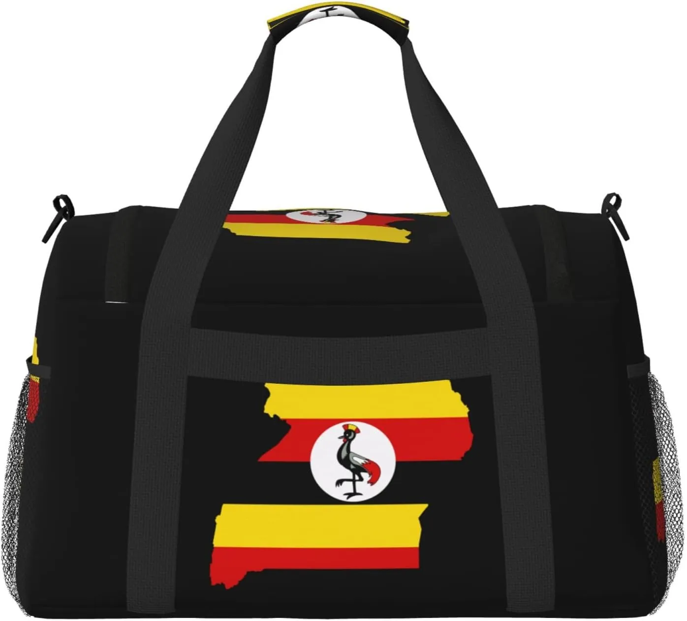 Flag Map Of Uganda Travel Duffel Bag Large Foldable Waterproof Overnight Bag For Beach Swim Bags Pool Sports Gym