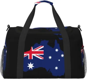 Flag Of Australia Map Travel Duffel Bag Large Foldable Waterproof Overnight Bag For Beach Swim Bags Pool Sports Gym