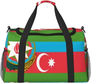 Flag Of Azerbaijan Travel Duffel Bag Large Foldable Waterproof Overnight Bag For Beach Swim Bags Pool Sports Gym