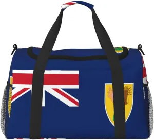 Flag Of Caicos Travel Duffel Bag Large Foldable Waterproof Overnight Bag For Beach Swim Bags Pool Sports Gym