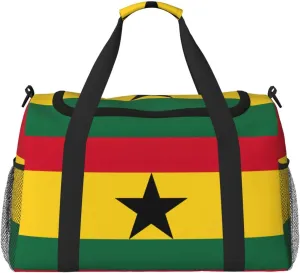 Flag Of Ghana Foldable Travel Duffel Bag Tote Carry On Luggage Bag For Weekend Getaways, For Spontaneous Trips