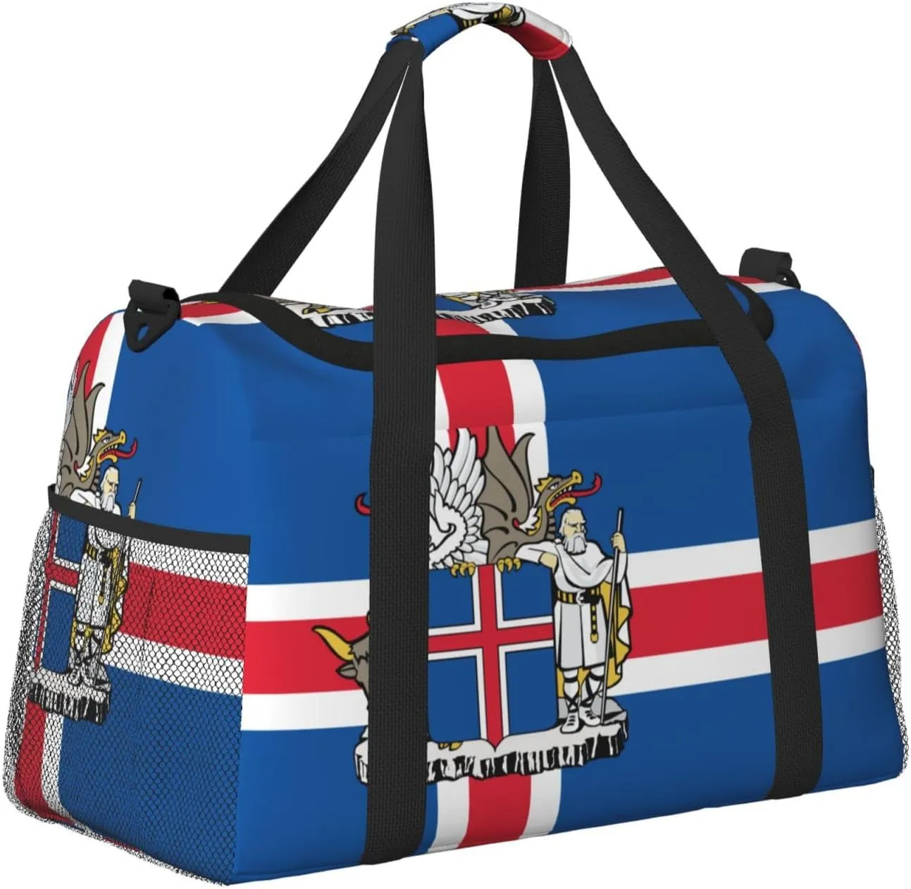 Flag Of Iceland Travel Duffel Bag Large Foldable Waterproof Overnight Bag For Beach Swim Bags Pool Sports Gym