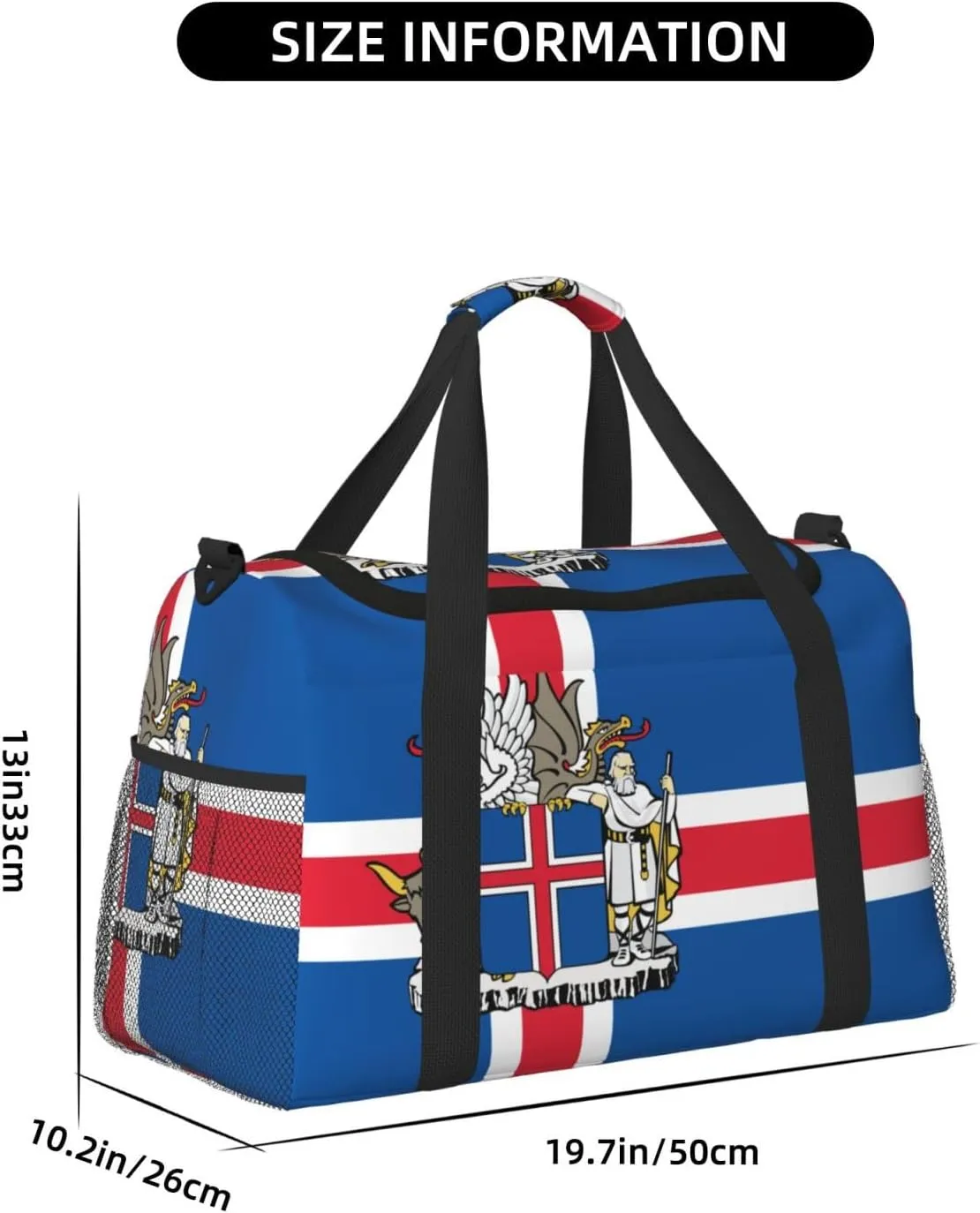 Flag Of Iceland Travel Duffel Bag Large Foldable Waterproof Overnight Bag For Beach Swim Bags Pool Sports Gym