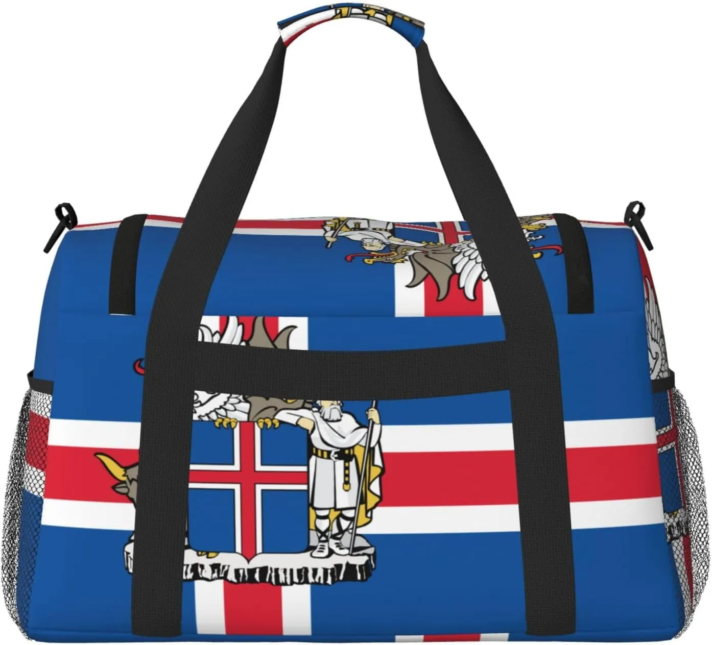 Flag Of Iceland Travel Duffel Bag Large Foldable Waterproof Overnight Bag For Beach Swim Bags Pool Sports Gym