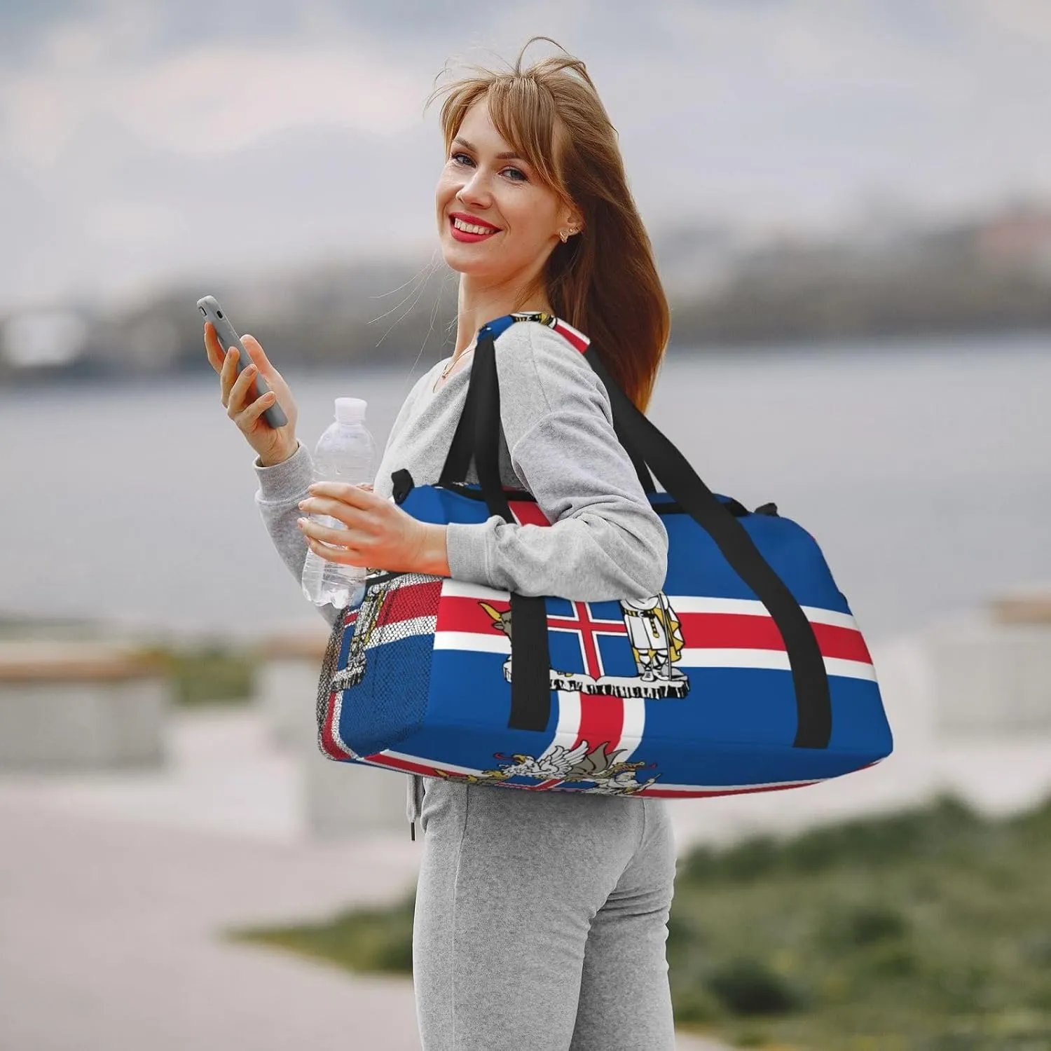 Flag Of Iceland Travel Duffel Bag Large Foldable Waterproof Overnight Bag For Beach Swim Bags Pool Sports Gym