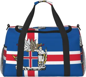 Flag Of Iceland Travel Duffel Bag Large Foldable Waterproof Overnight Bag For Beach Swim Bags Pool Sports Gym
