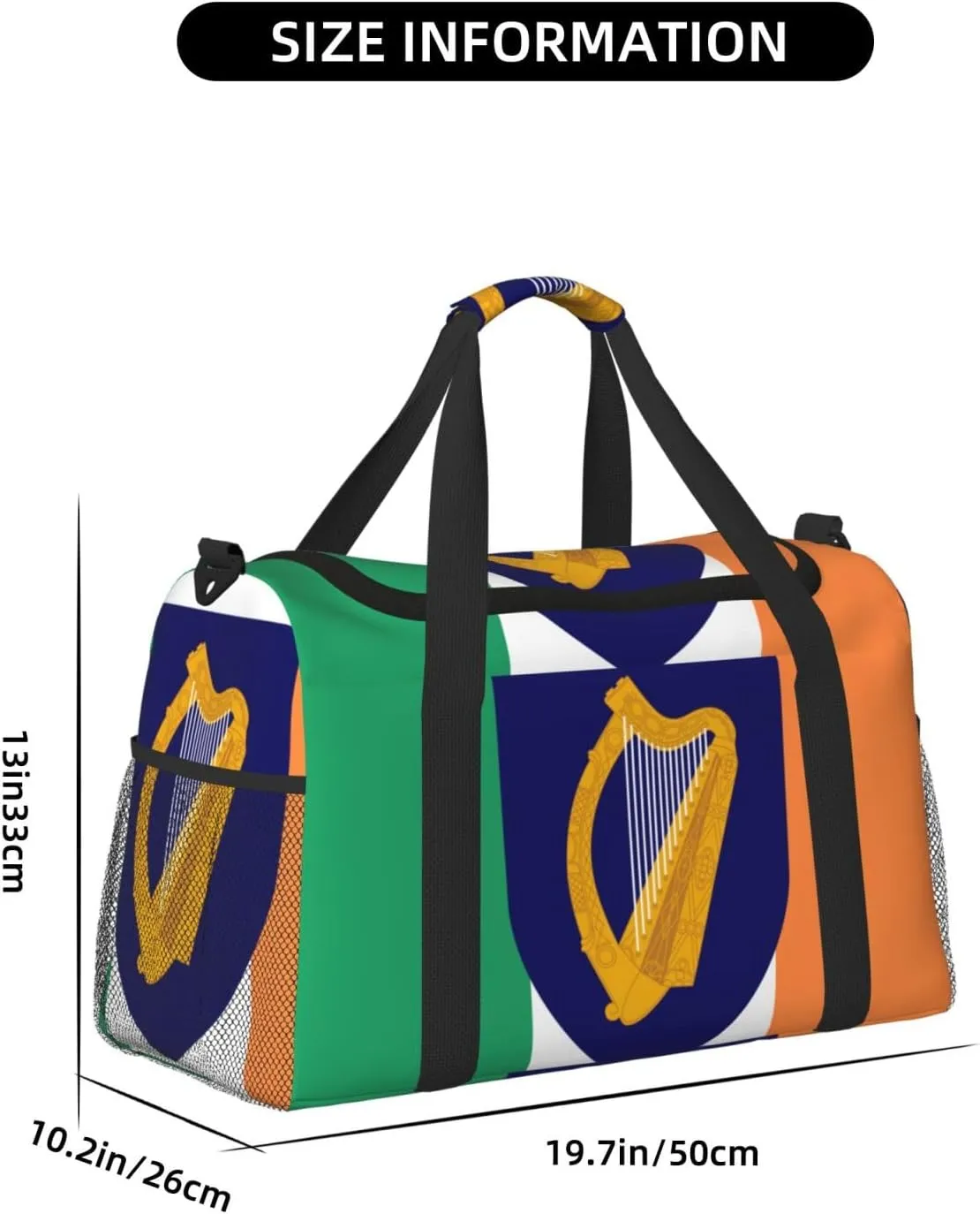 Flag Of Ireland Travel Duffel Bag Large Foldable Waterproof Overnight Bag For Beach Swim Bags Pool Sports Gym