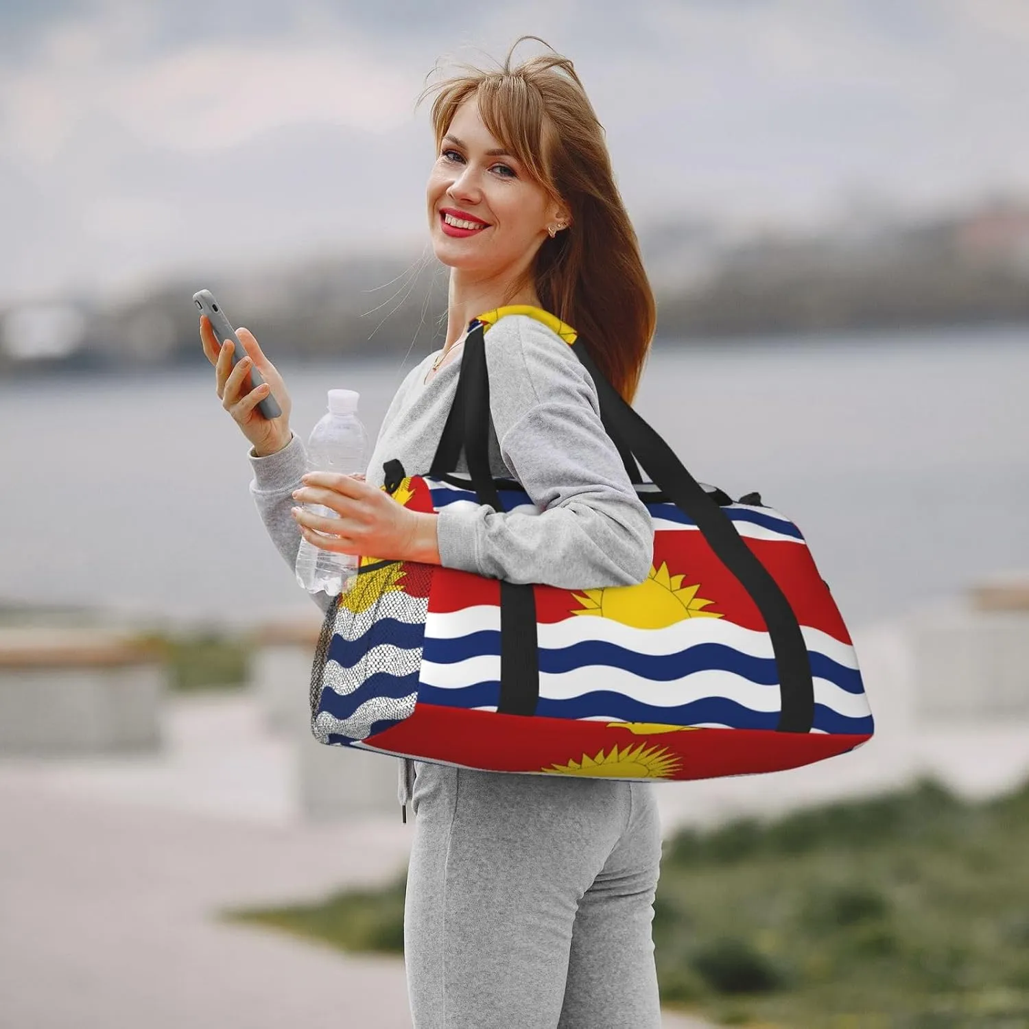 Flag Of Kiribati Travel Duffel Bag Large Foldable Waterproof Overnight Bag For Beach Swim Bags Pool Sports Gym